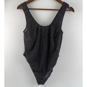 Victoria's Secret High Cut Leg Scoop Stretch Mesh Sheer Bodywear Black XL NWT